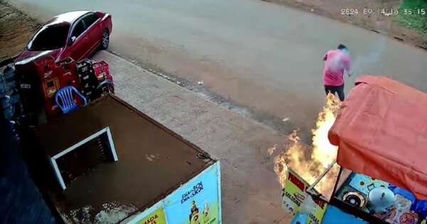 La Nación / Hombre se salvó de milagro tras explosión de garrafa de un carrito de panchos en CDE