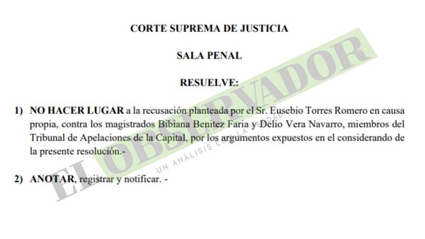 Torturador pretendía apartar a camaristas con recusación sin aval probatorio