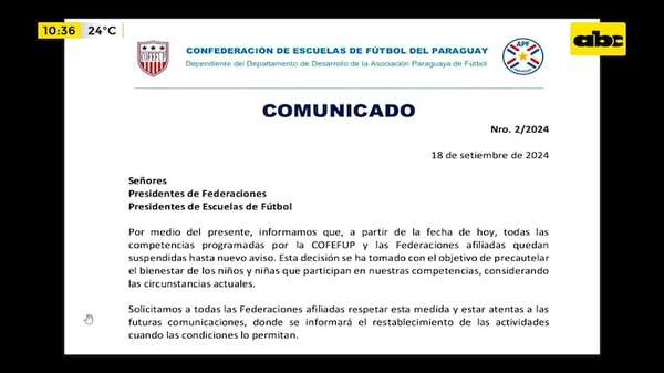 APF aclara que no organiza torneos de las escuelas de fútbol - ABC Noticias - ABC Color