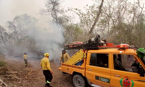(VIDEO)¡Bomberos salieron huyendo del fuego del chaco!: Por poco fueron rodeados a causa del viento