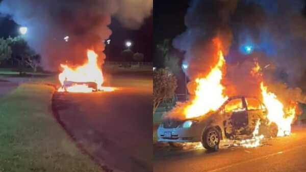 Automóvil se incendió en plena marcha en la Costanera Mboi Kae de Encarnación