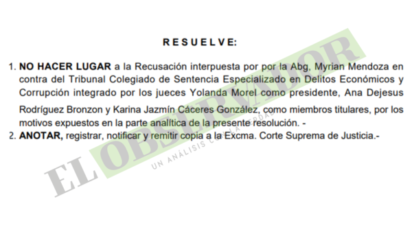 Rechazan recusación que trabó inicio de juicio a esposa del fallecido “Aguacate”