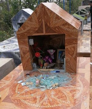 Desconocidos causan destrozos en cementerio rural