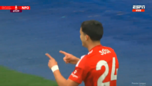 Ramón Sosa marca su primer gol en la Premier League