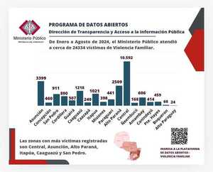 VIOLENCIA FAMILIAR: LA FISCALÍA ATENDIÓ UN TOTAL DE 24.334 DENUNCIAS DE ENERO A AGOSTO DE 2024. - Itapúa Noticias