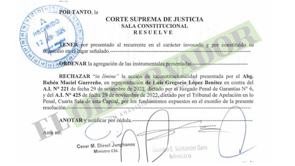 Rechazan in límine acción presentada contra elevación a juicio de causa a presuntos testaferros de “Cabeza Branca”