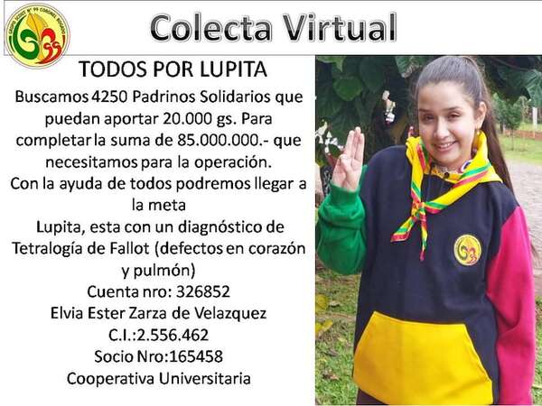 Coronel Bogado: Realizan campaña solidaria para costear insumos de operación del corazón de una niña de 13 años - Nacionales - ABC Color