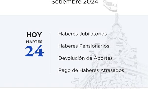 Jubilados y pensionados de la Caja Fiscal hoy cobran sus haberes de setiembre