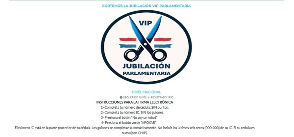 Iniciativa popular busca poner fin a Jubilación Vip de Legisladores
