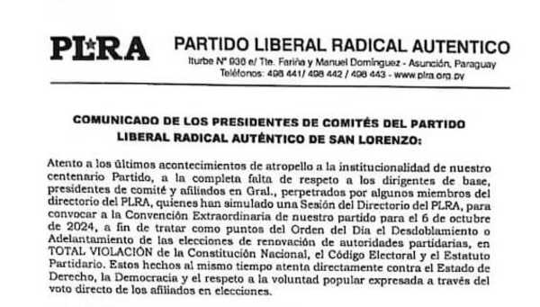 Rechazan convocatoria a convención de Nuevo Liberalismo - San Lorenzo Hoy
