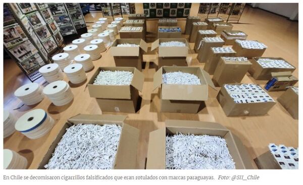 Intervienen fábrica en Chile por producción ilegal de cigarrillos de marcas paraguayas