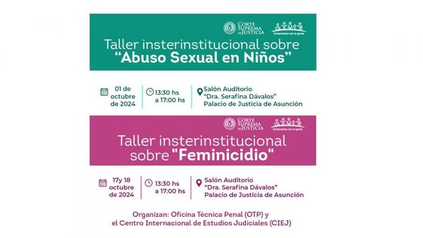 OTP invita a taller interinstitucional sobre “Abuso sexual en niños y feminicidio”