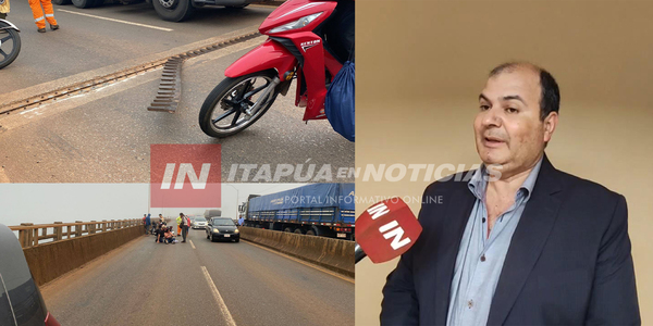 MOTOCICLISTA SUFRE ACCIDENTE EN PUENTE DE ENCARNACIÓN DEBIDO A JUNTA DE DILATACIÓN LEVANTADA - Itapúa Noticias