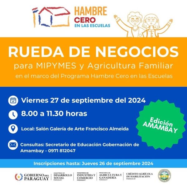 Rueda de Negocios de “Hambre Cero” se realizará en Amambay el viernes 27 de septiembre - ADN Digital