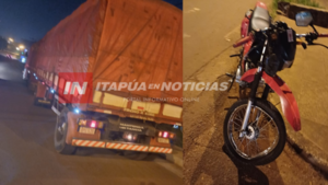 MOTOCICLISTA HERIDO TRAS CHOQUE CON UN CAMIÓN EN RUTA PY06  - Itapúa Noticias