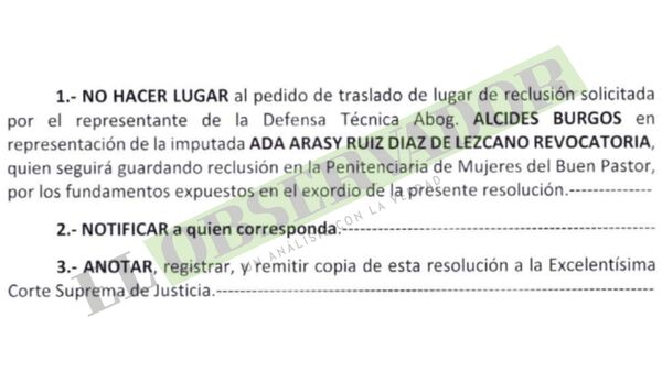 Mantienen lugar de reclusión para acusada por homicidio por falta de informes sobre conflictos