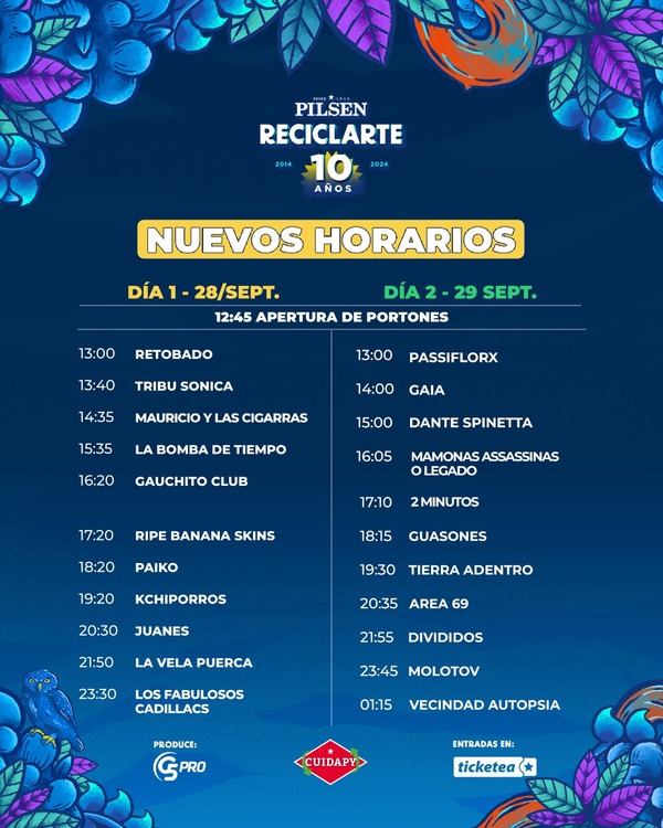 Reciclarte anunció los nuevos horarios para los shows de ambos días - Unicanal