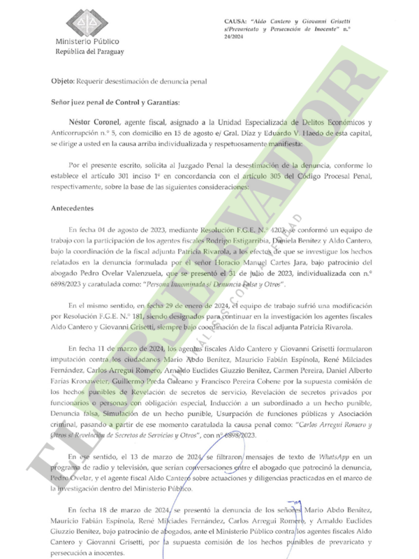Piden desestimar denuncia contra fiscales que imputaron a Mario Abdo y exministros