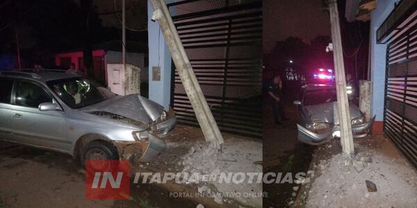 CONDUCTOR ALCOHOLIZADO CHOCÓ CONTRA UNA COLUMNA DE LA ANDE EN ENCARNACIÓN - Itapúa Noticias