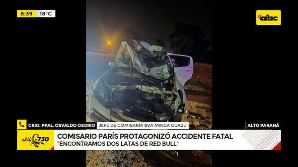 Cesan a alto jefe policial tras accidente en el que murió su acompañante - ABC Noticias - ABC Color