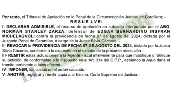 Cámara devuelve imputación a fiscal por violencia familiar por falta de mención de hechos