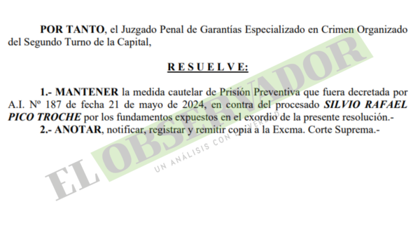 Juez considera inviable revocar prisión preventiva para presunto traficante
