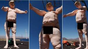 Una polémica de la gran siete se armó con una estatua de Donald Trump ¡desnudo!