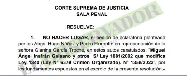 Aclaratoria no puede ser usada para alterar decisiones ya resueltas