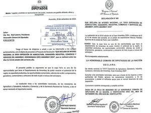 Tras pedido Santiago Benitez, la Camara de Diputados declara de interés nacional la XXVII Expo-Amambay 2024