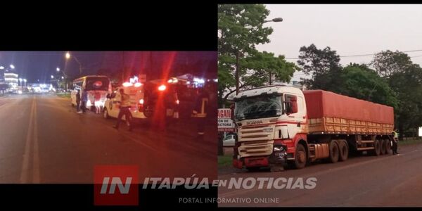 MINIBÚS Y CAMIÓN COLISIONARON EN BELLA VISTA - Itapúa Noticias