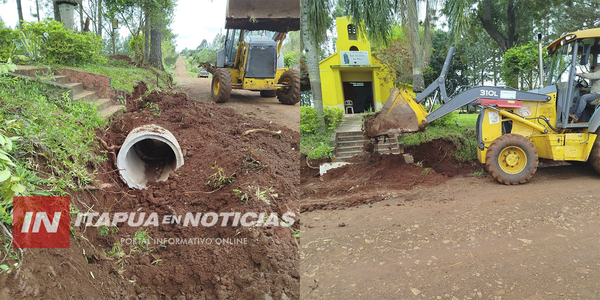 COLOCAN TUBOS EN ACCESO A LA CAPILLA SAN VICENTE EN TRES PALMITO - NUEVA ALBORADA - Itapúa Noticias