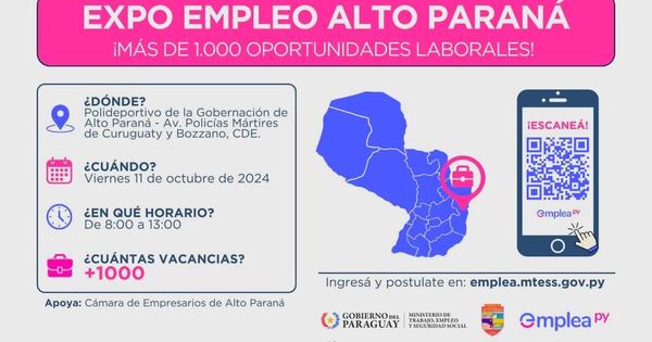 Diario HOY | Expo empleo en Alto Paraná ofrece más de 1.000 vacancias disponibles