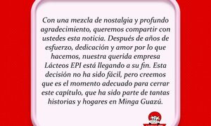 Lácteos Epi anuncia el fin de su producción