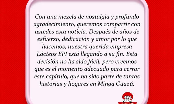 Lácteos Epi anuncia el fin de su producción