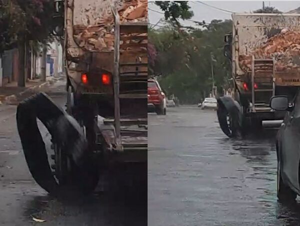 (VIDEO). ¿Qué piko le pasó a su rueda? Camión de la Muni Asuncena circulaba así