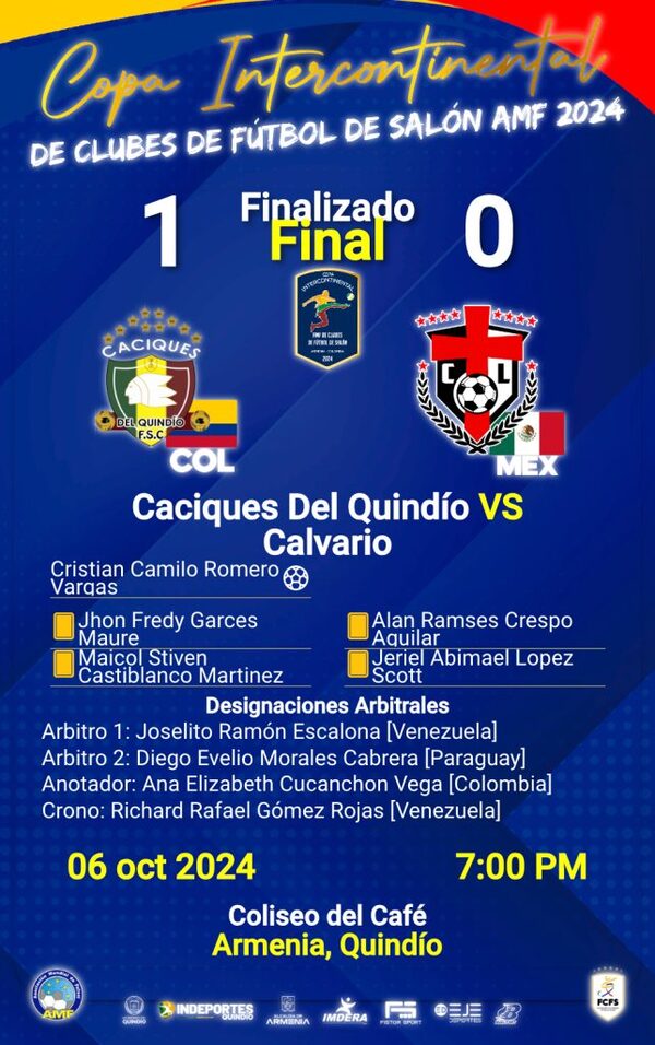 Caciques del Quindío es campeón intercontinental invicto y Azucena queda en cuarto lugar