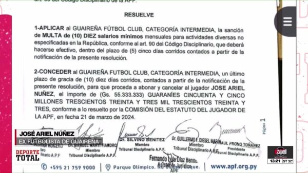Guaireña FC puede perder la categoría si no abona en 10 días salarios de tres ex jugadores