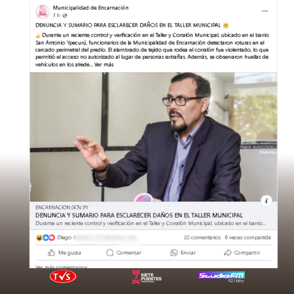 MUNICIPALIDAD DE ENCARNACIÓN DENUNCIA HURTOS EN EL CORRALÓN MUNICIPAL Y ABRE SUMARIOS ADMINISTRATIVOS - TVS