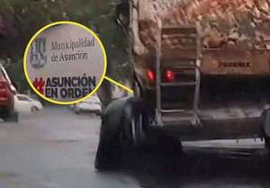 Asunción: volquete municipal circulaba con cubierta destrozada y terminó en sumario para trabajador - Nacionales - ABC Color