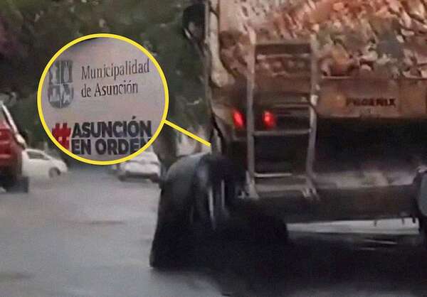 Asunción: volquete municipal circulaba con cubierta destrozada y terminó en sumario para trabajador - Nacionales - ABC Color
