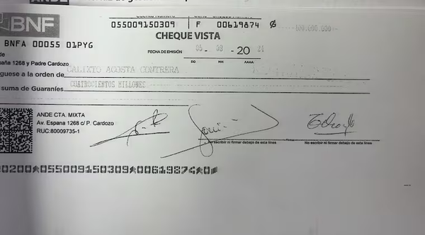 Escribano niega haber firmado poder para cobro de cheque y habla de falsificación - Noticiero Paraguay