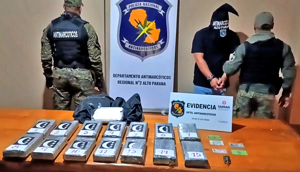 Incautan más de 17 kilos de cocaína pura y detienen a presunto narco en Minga Guazú - La Clave
