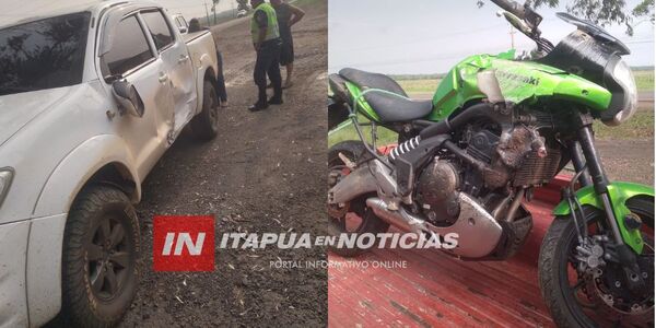 MOTOCICLISTA RESULTÓ HERIDO TRAS COLISIÓN EN CARMEN DEL PARANÁ - Itapúa Noticias