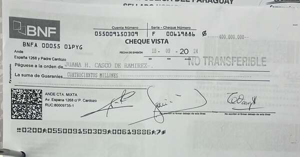 Diario HOY | Otro cheque “intransferible” de Ande/BNF cobrado por estafadores, ahora en Misiones
