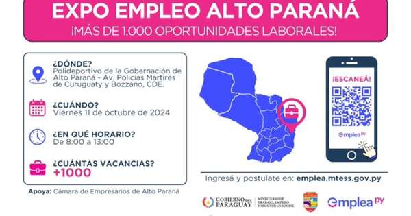 La Nación / Convocan para mañana a la Expo Empleo que ofrece 1.400 vacancias en el Este