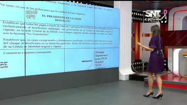 ANDE: Solo beneficiarios podrán retirar cheques - SNT