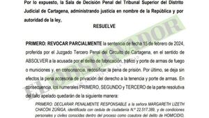 Sala Penal de Colombia confirmó condena de Chacón por el homicidio de Pecci, pero la absolvió por portación de armas
