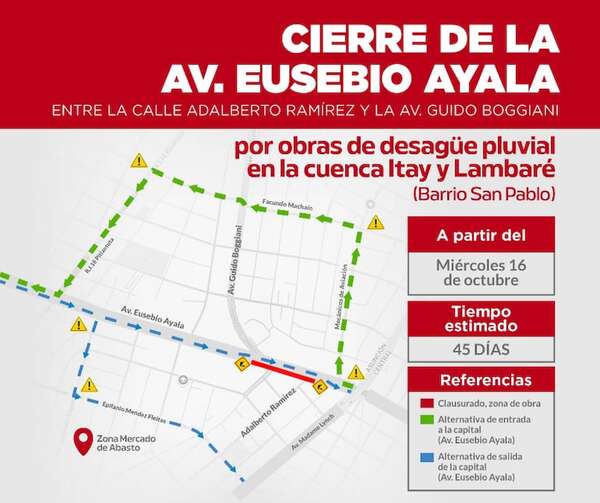 AUDIO: Cierran Eusebio Ayala desde este miércoles: estos serán los desvíos - La Primera Mañana - ABC Color