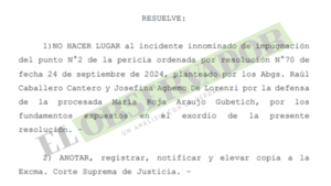 Pericia contable no vulnera derecho a la defensa de esposa de Gubetich y se rechaza incidente innominado