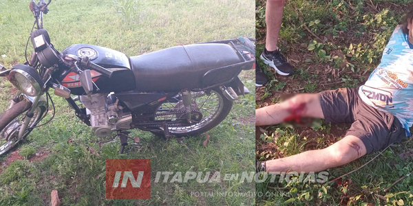 MOTOCICLISTA SUFRIÓ LESIONES TRAS CAÍDA EN CAMBYRETÁ - Itapúa Noticias
